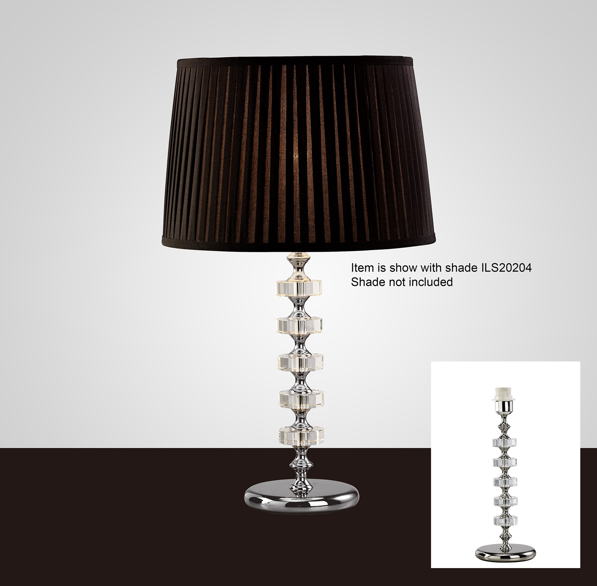 IL11023  Elenor Crystal 42.5cm 1 Light Table Lamp Without Shade